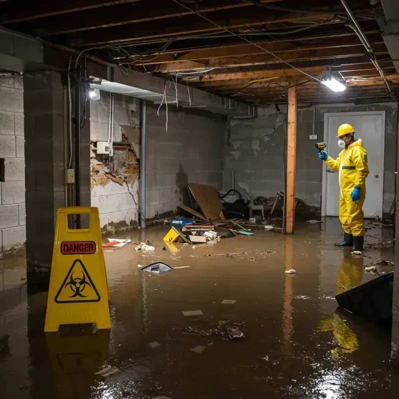 Flooded Basement Electrical Hazard in Carnegie, OK Property